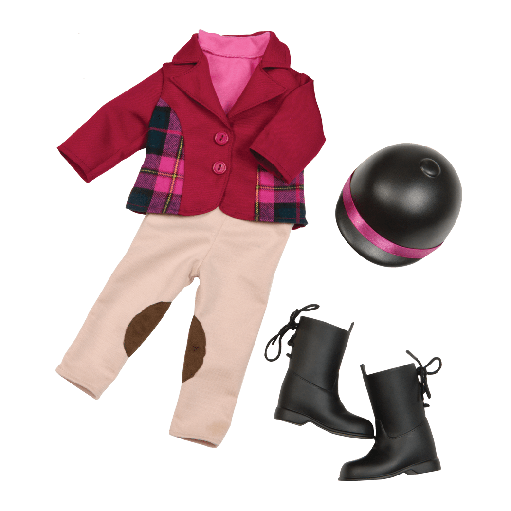 18-inch equestrian doll with blonde hair, blue eyes, lemonade accessories and storybook