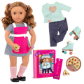 18-inch doll with light-brown hair, brown eyes, diner accessories and storybook