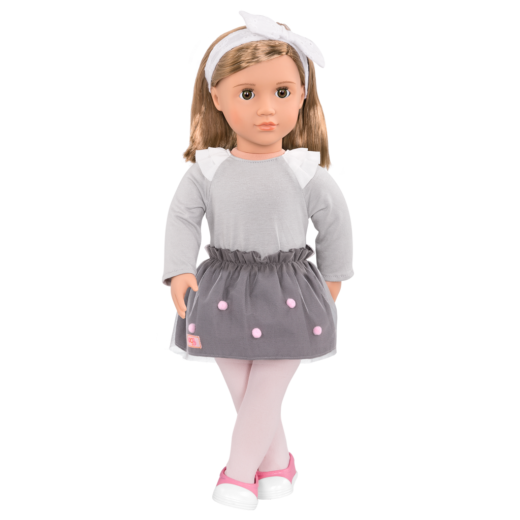 18-inch doll with light-brown hair and green eyes