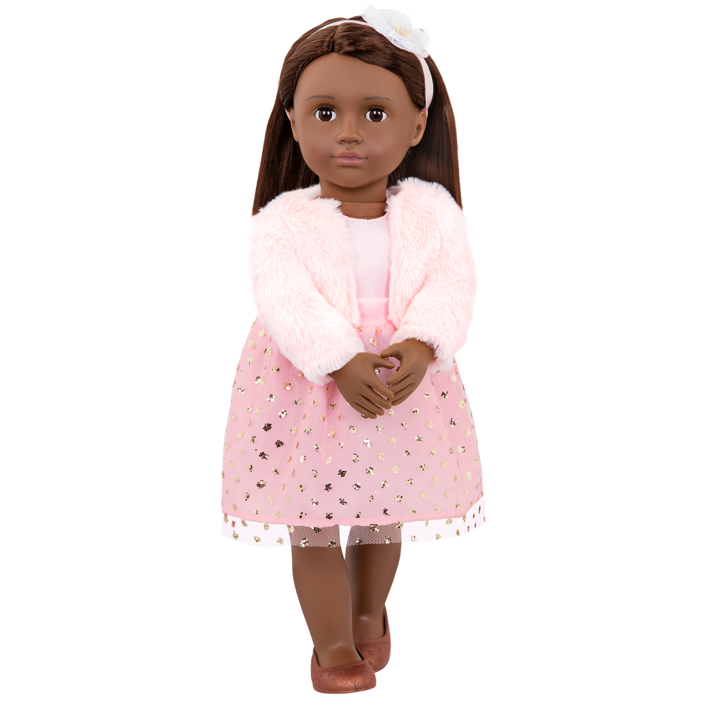 18-inch doll with dark-brown hair and brown eyes