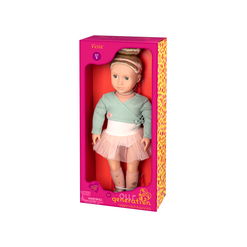 18-inch ballet doll with blonde hair and green eyes