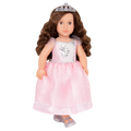 18-inch princess doll with brown hair and brown eyes