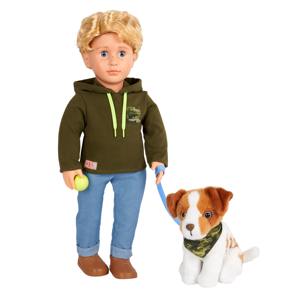 Our Generation 18-inch Boy Doll Elliot & Pet Dog Plush Accessories