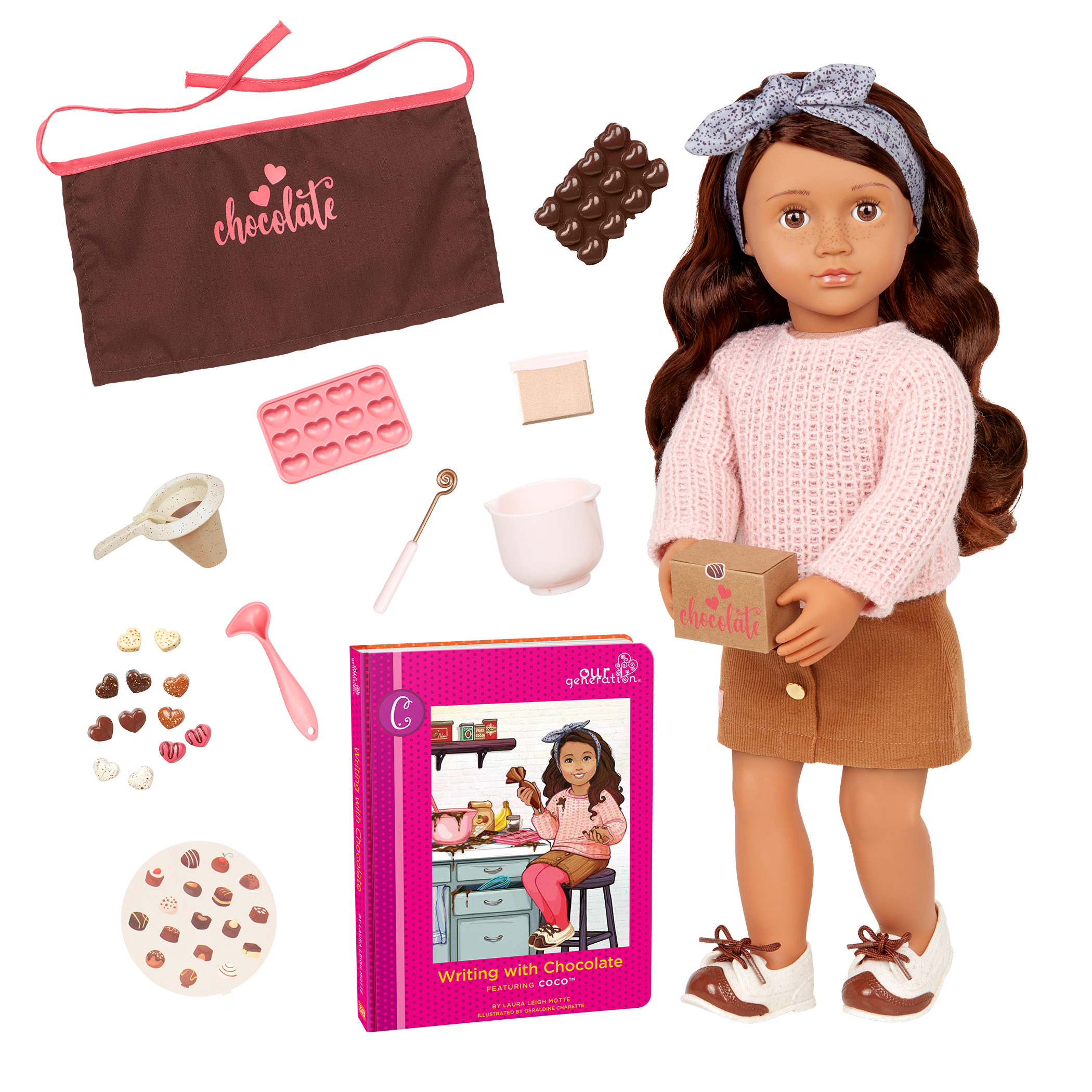 Our Generation Posable 18-inch Baker Doll Coco & Storybook