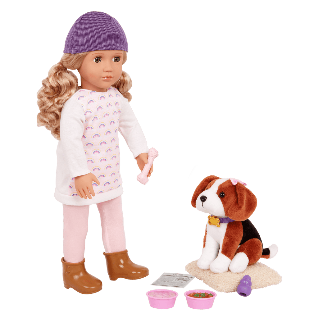 Our Generation 18-inch Doll Ember & Pet Dog Plush Elsie