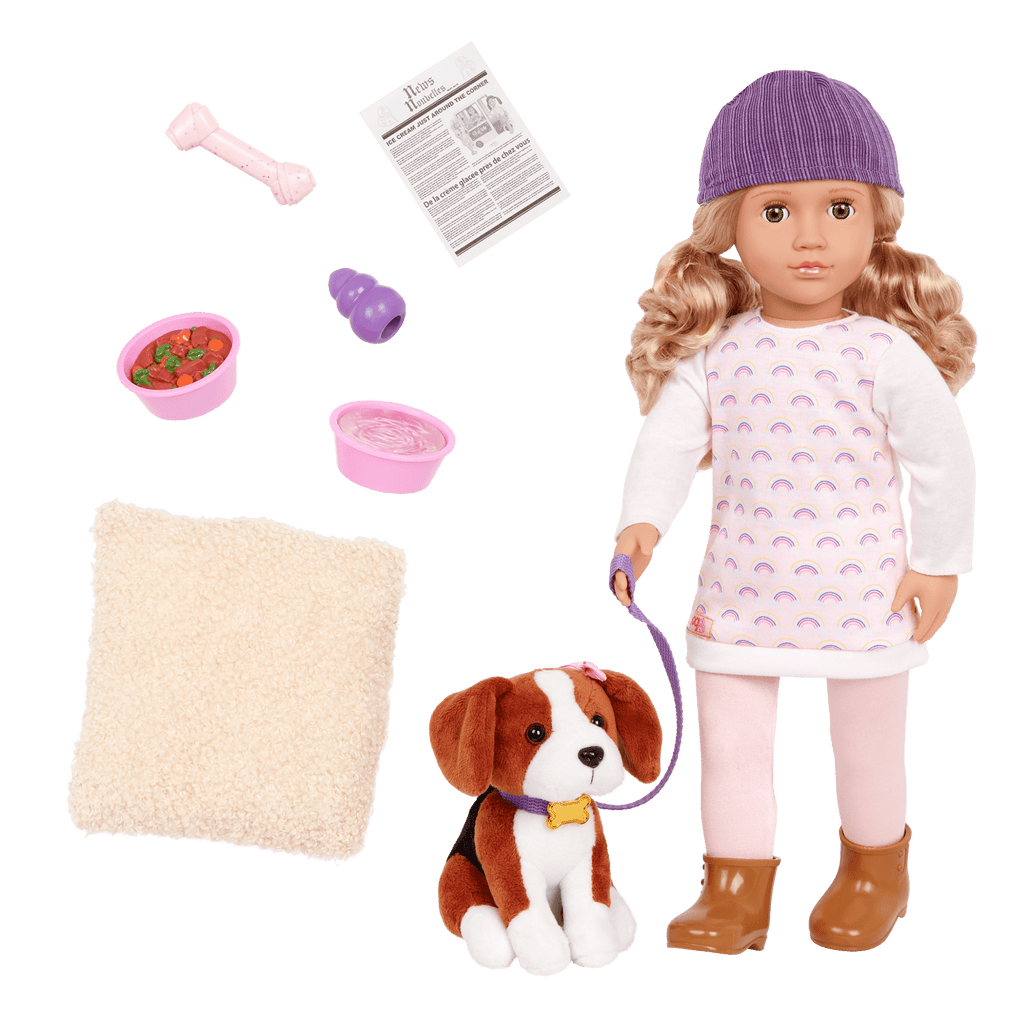 Our Generation 18-inch Doll Ember & Pet Dog Plush Elsie