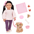 Our Generation 18-inch Doll Jin & Pet Dog Plush Charm