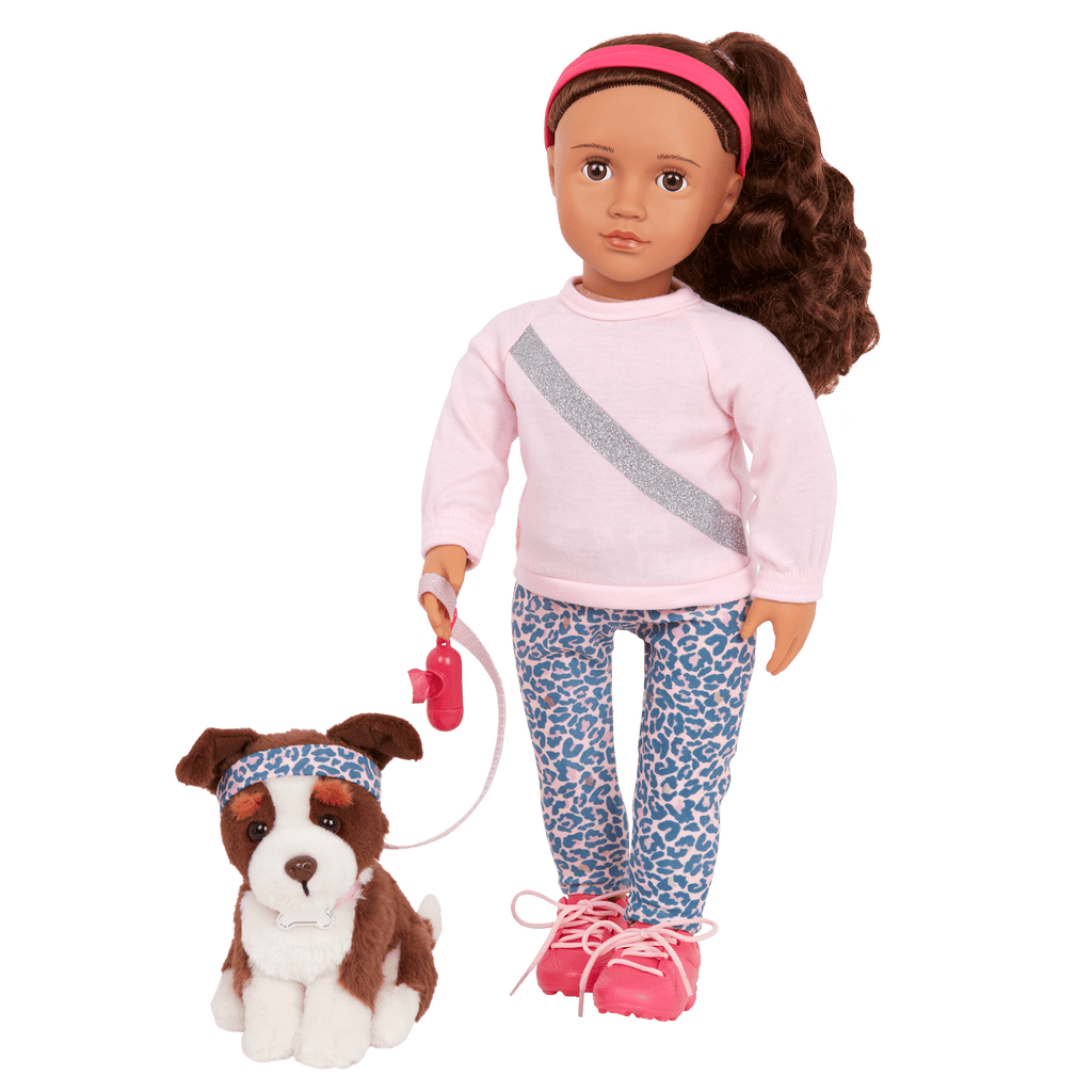 Our Generation 18-inch Dog Trainer Doll Natalia & Pet Plush Nillie