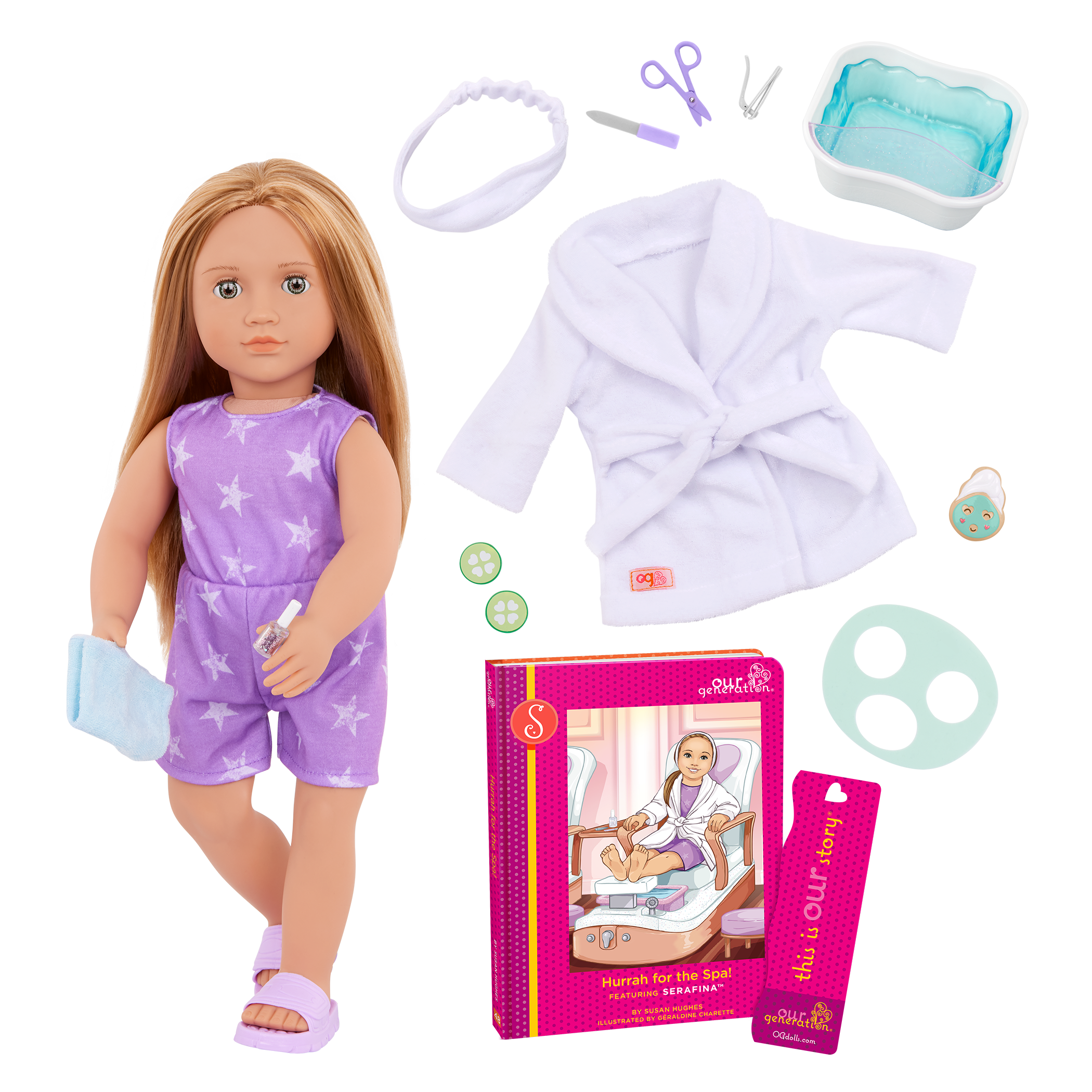 Our Generation 18-inch Spa Day Doll Serafina & Storybook