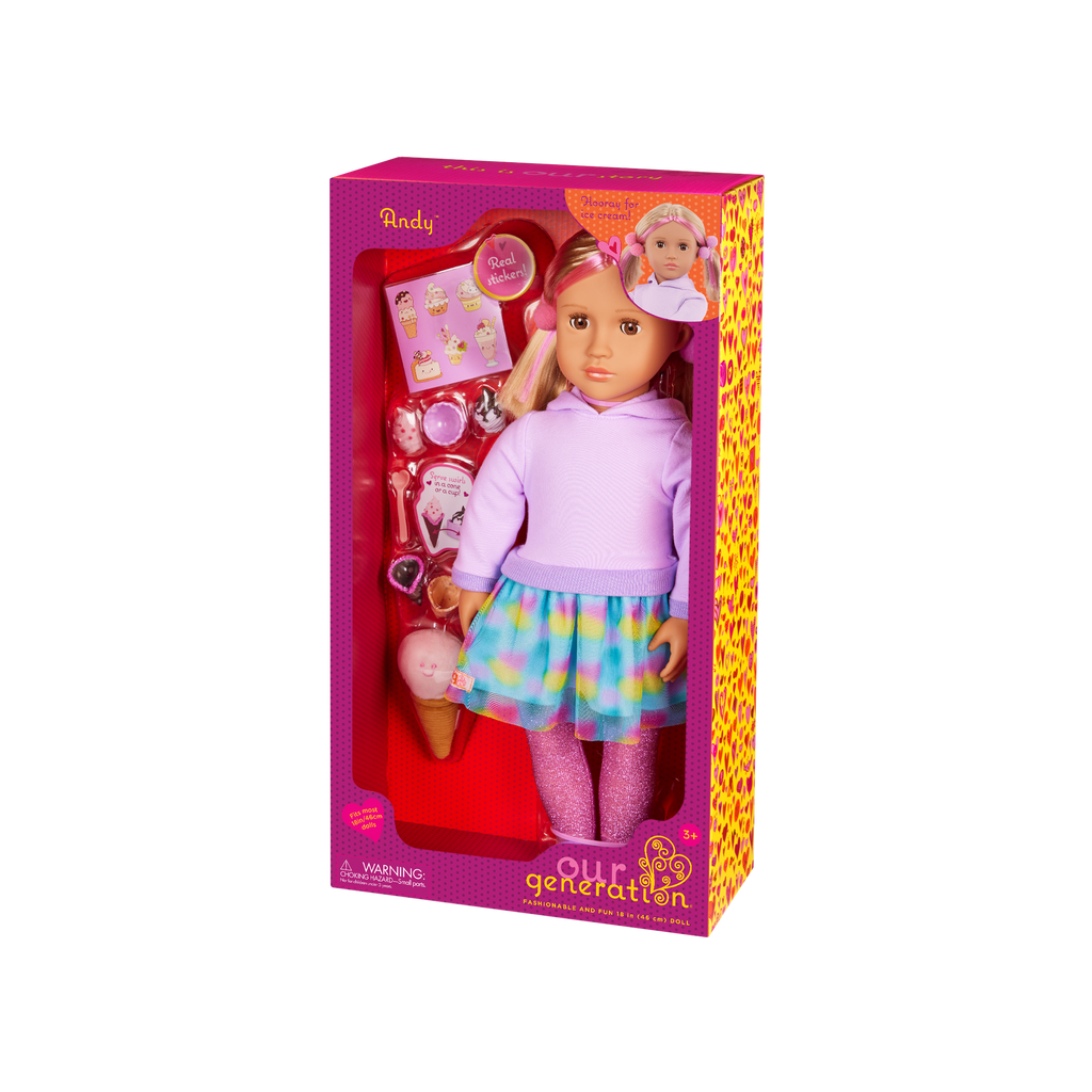 Our Generation 18-inch Doll Andy and Ice Cream Accessories