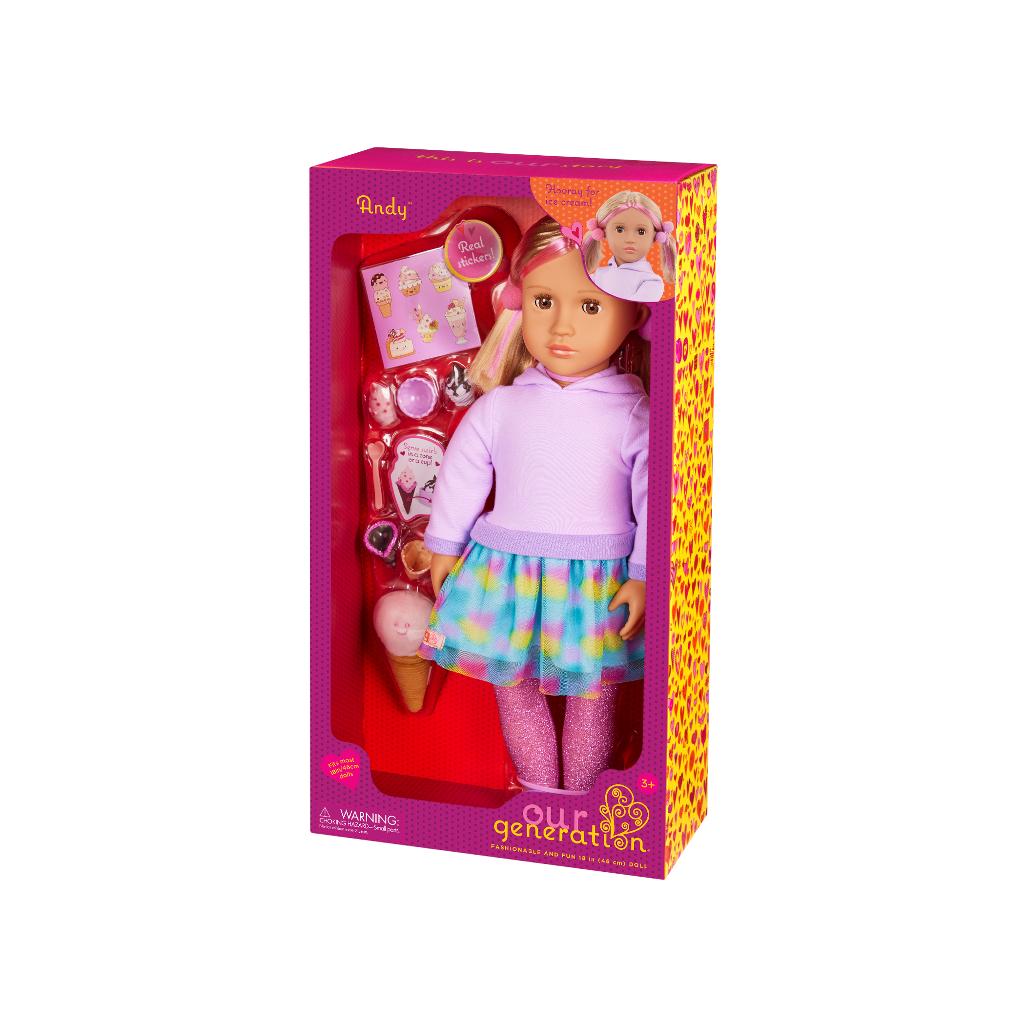 Our Generation 18-inch Doll Andy and Ice Cream Accessories