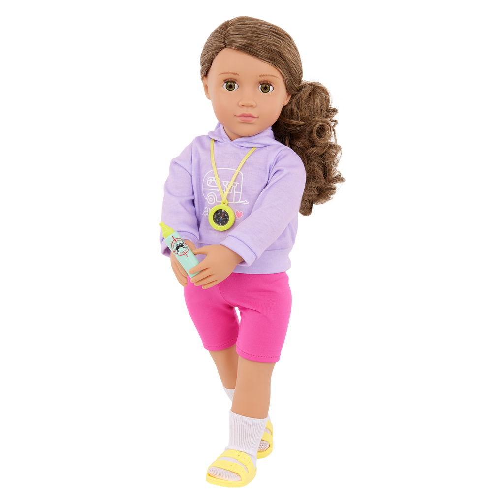 Our Generation 18-inch Doll Vivian with camping accessories