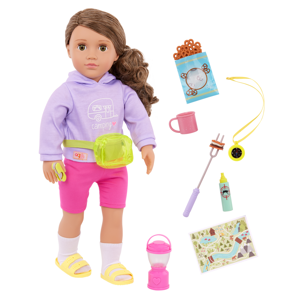 Our Generation 18-inch Doll Vivian with camping accessories