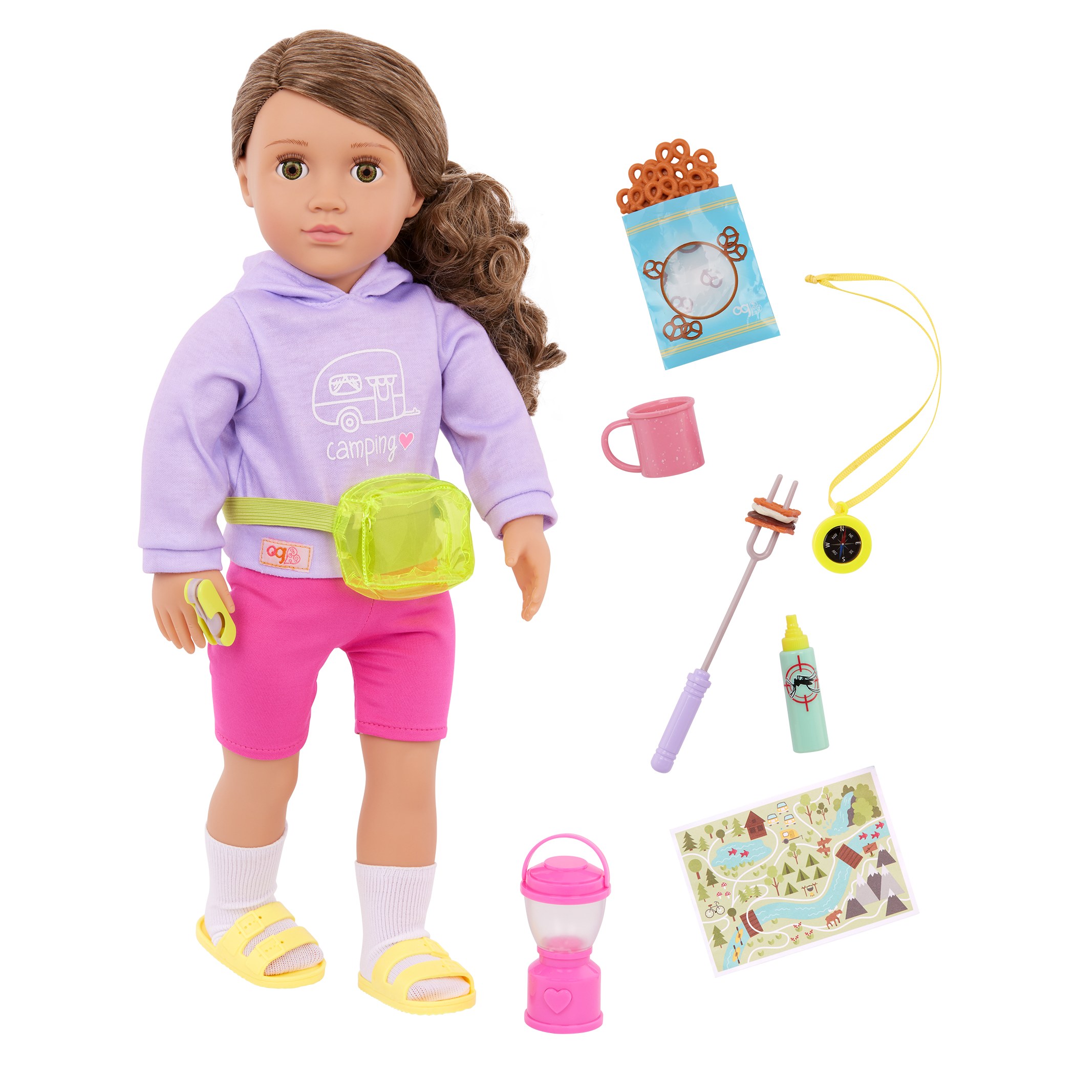 Our Generation 18-inch Doll Vivian with camping accessories