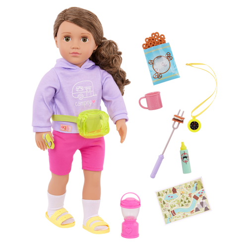Our Generation 18-inch Doll Vivian with camping accessories