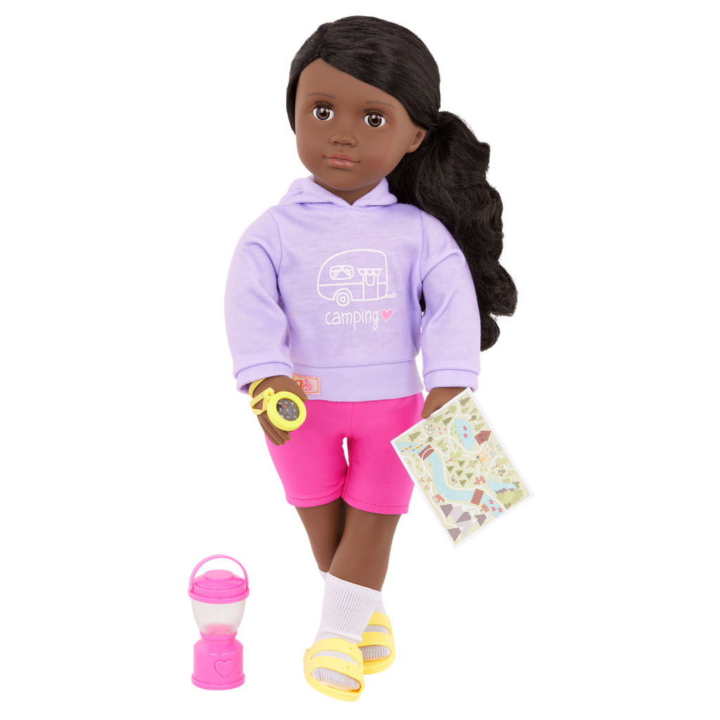 Our Generation 18-inch Doll Elissa with camping accessories