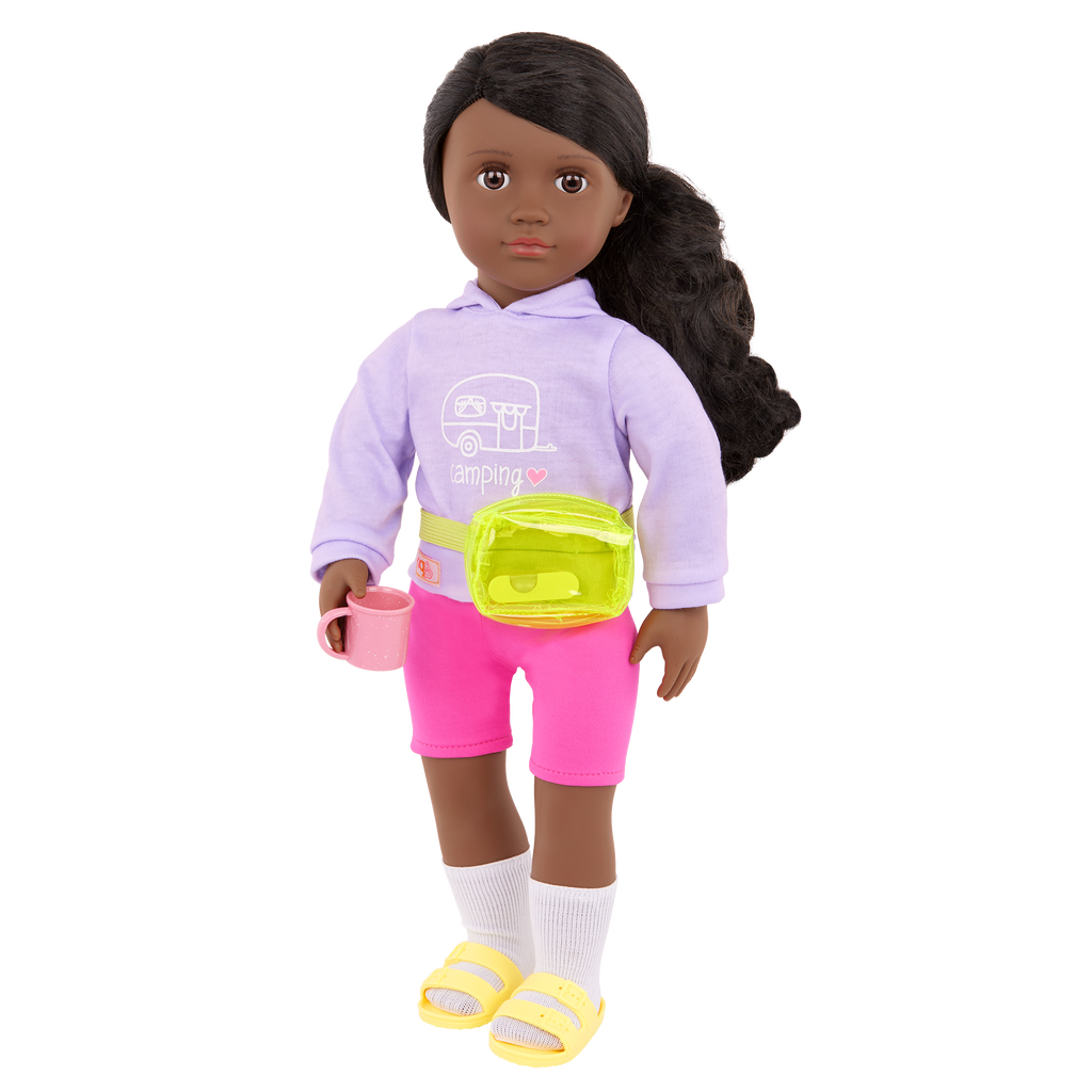 Our Generation 18-inch Doll Elissa with camping accessories