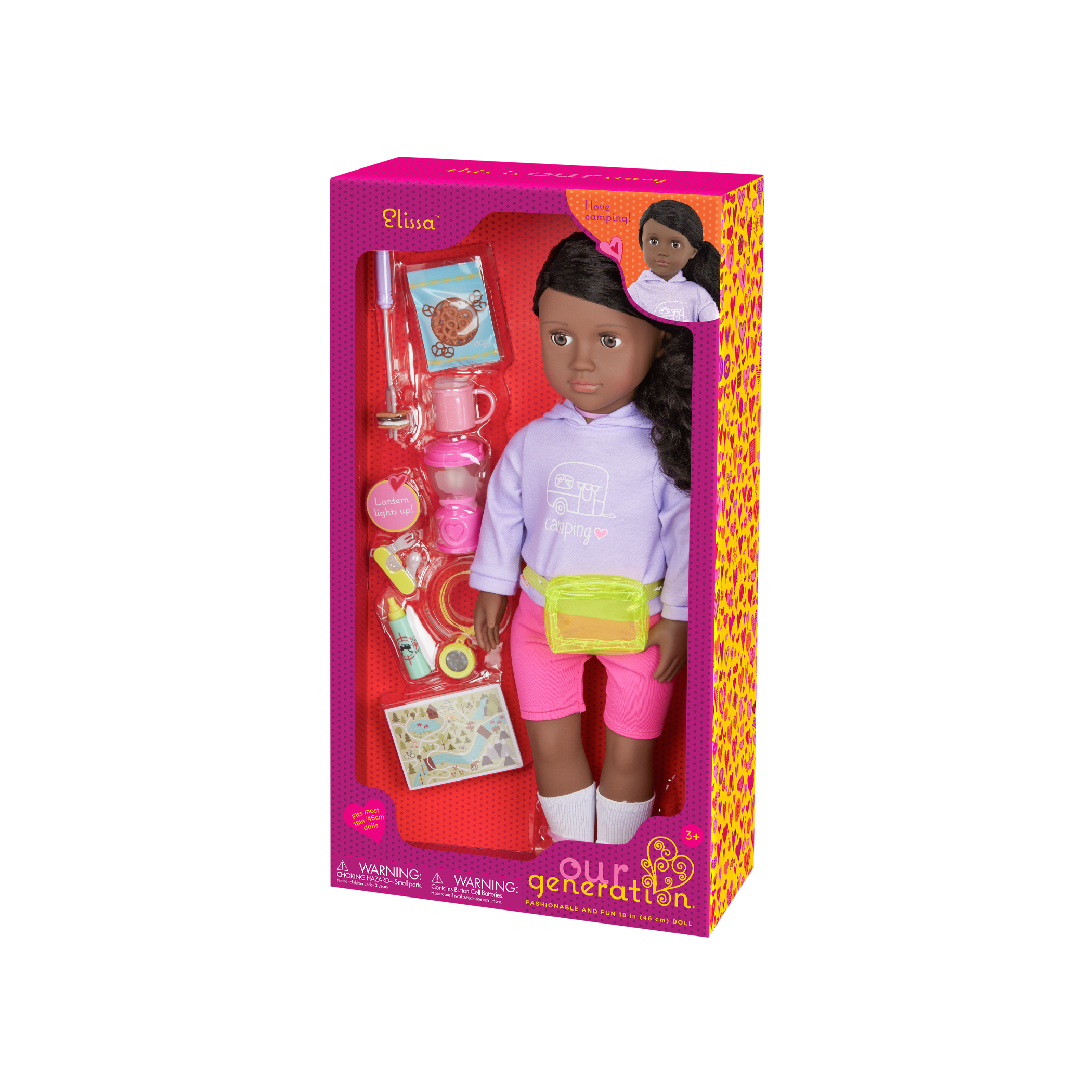 Our Generation 18-inch Doll Elissa with camping accessories