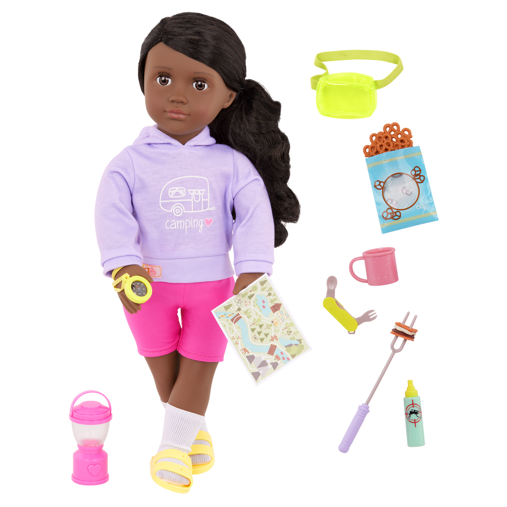 Our Generation 18-inch Doll Elissa with camping accessories
