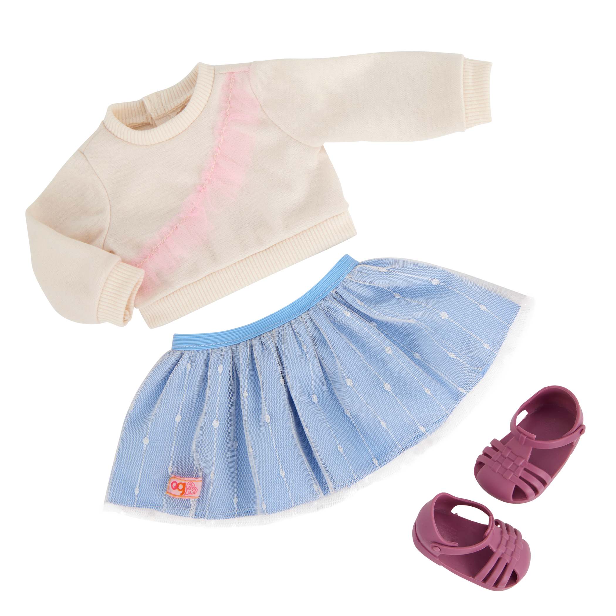 Our Generation 18" Doll Mindy, her Pet Cat Pepper and cat accessories