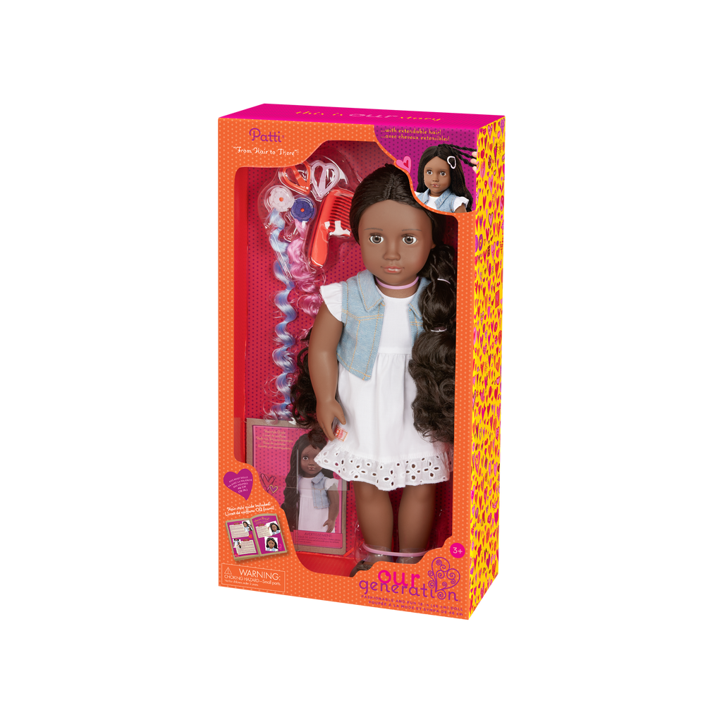 Our Generation Hair Play 18-inch Doll Patti with Hair Accessories and a booklet of hair styles