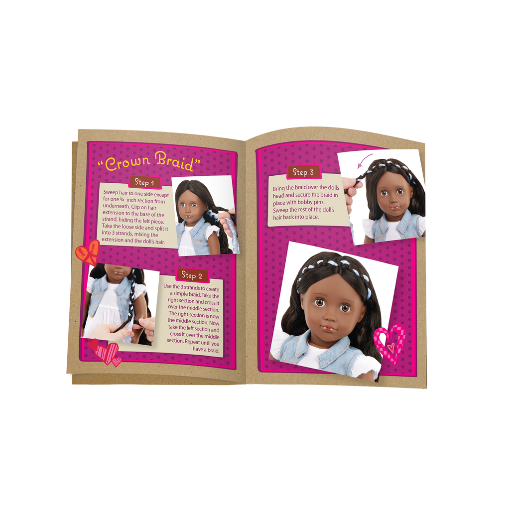 Our Generation Hair Play 18-inch Doll Patti with Hair Accessories and a booklet of hair styles