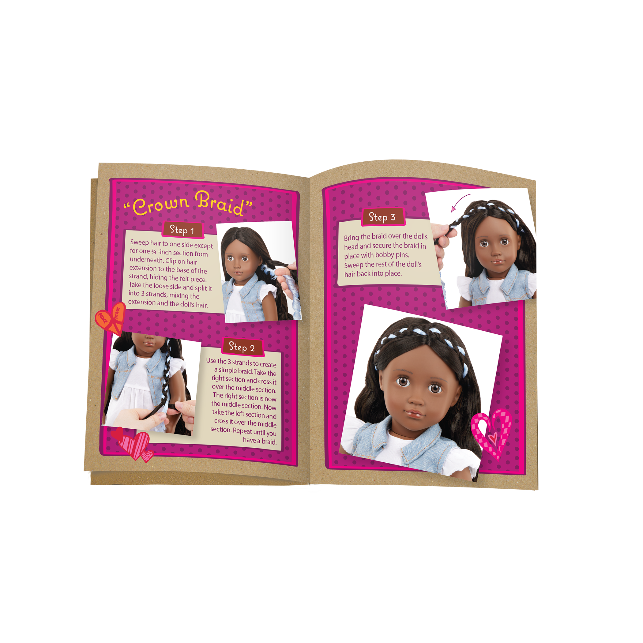 Our Generation Hair Play 18-inch Doll Patti with Hair Accessories and a booklet of hair styles