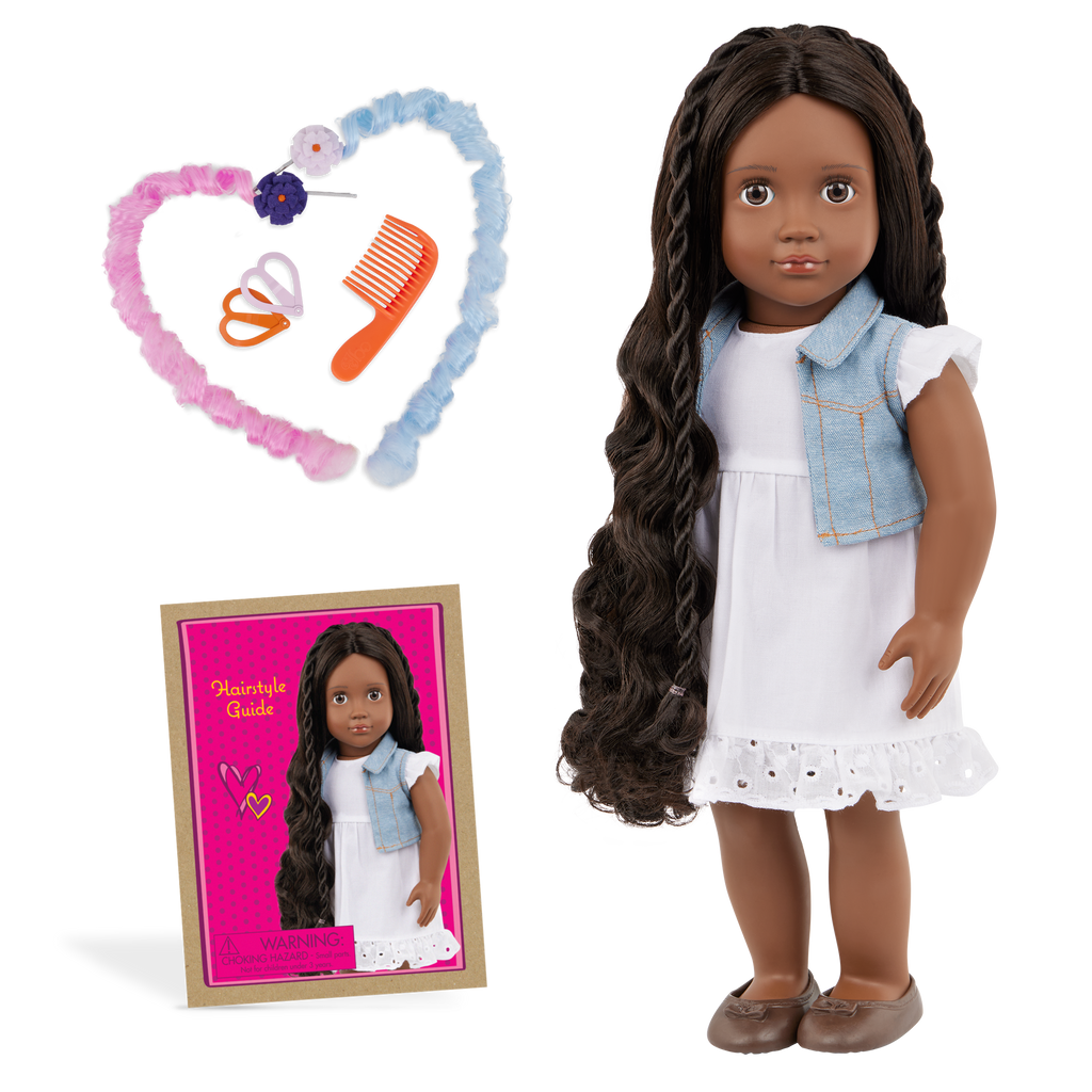 Our Generation Hair Play 18-inch Doll Patti with Hair Accessories and a booklet of hair styles