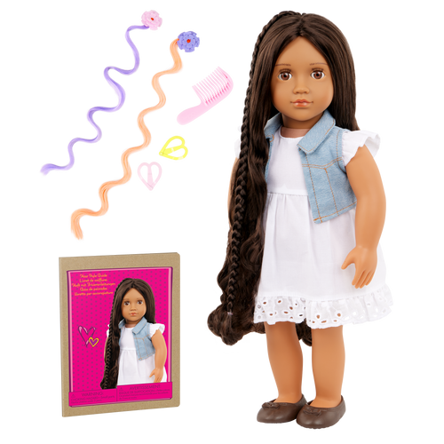 Our Generation Hair Play 18-inch Doll Perla with Hair Accessories