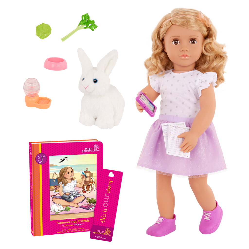 Our Generation 18-inch Doll Tabby and her pet bunny Summer