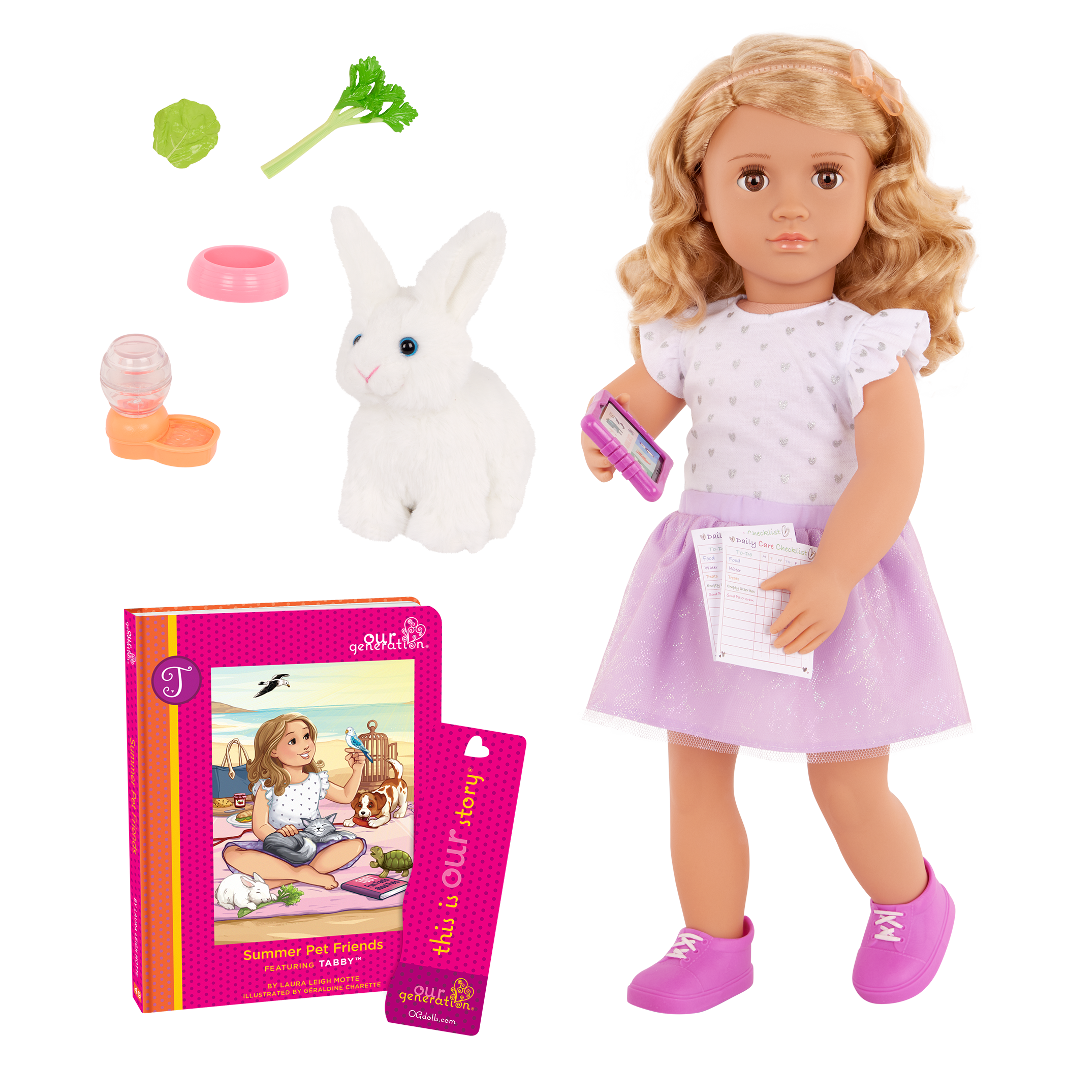 Our Generation 18-inch Doll Tabby and her pet bunny Summer