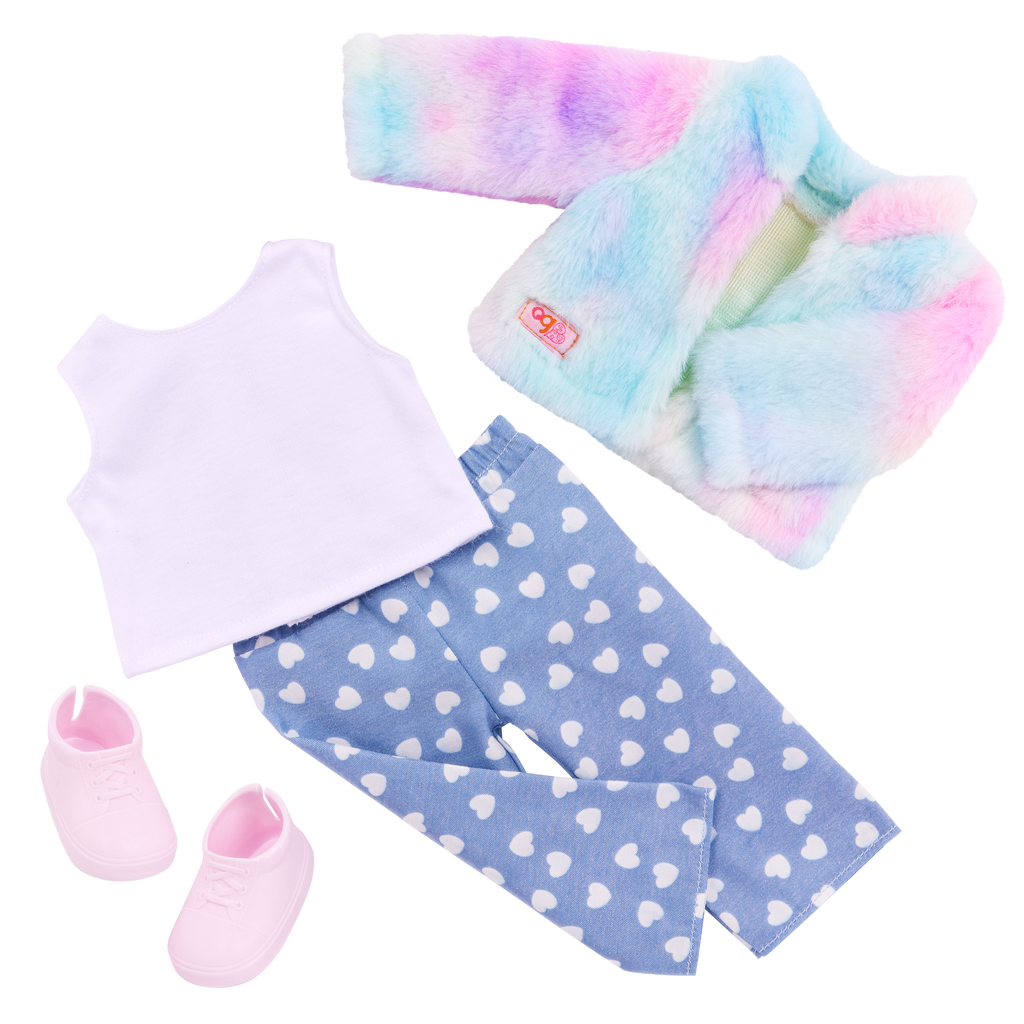 Our Generation 18" Doll Skylar and her Dog Bow with dog toys and treats