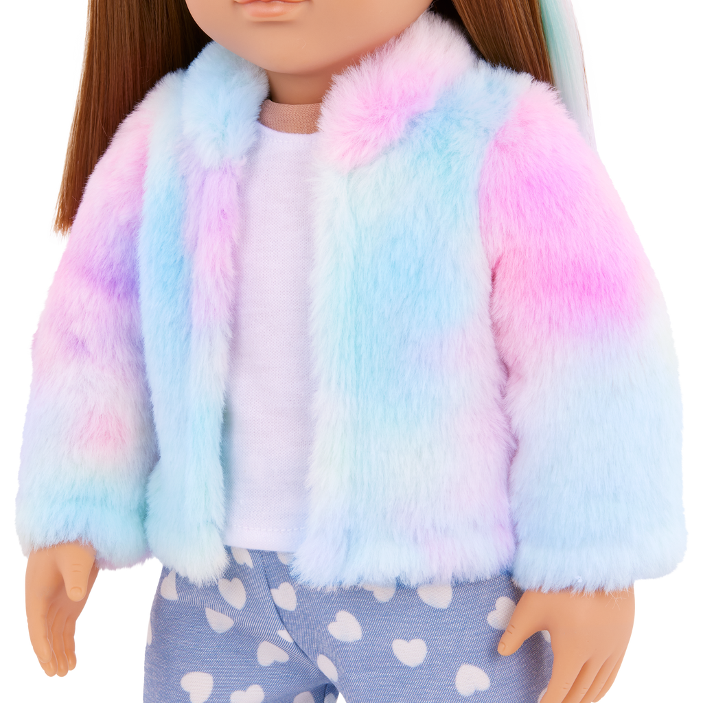 Our Generation 18" Doll Skylar and her Dog Bow with dog toys and treats