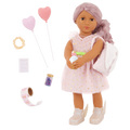 Our Generation 18-inch Doll Wishes with accessories including pretend balloons, stickers, a wish list, sparkles and a back pack