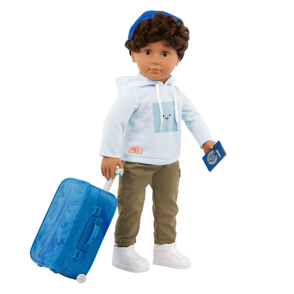 Our Generation 18-inch Doll Milo and travelling accessories