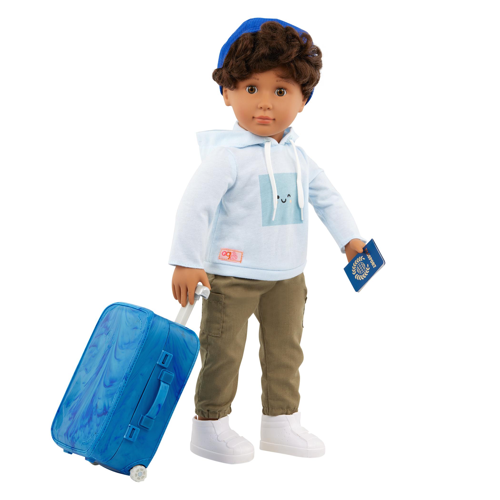 Our Generation 18-inch Doll Milo and travelling accessories