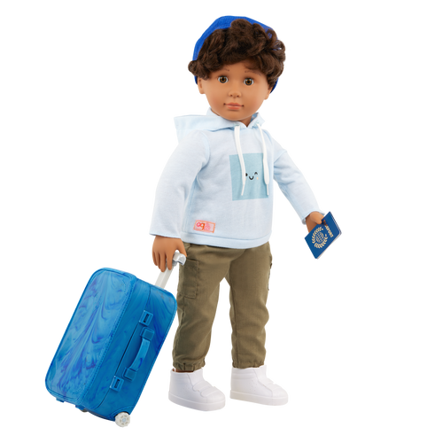 Our Generation 18-inch Doll Milo and travelling accessories