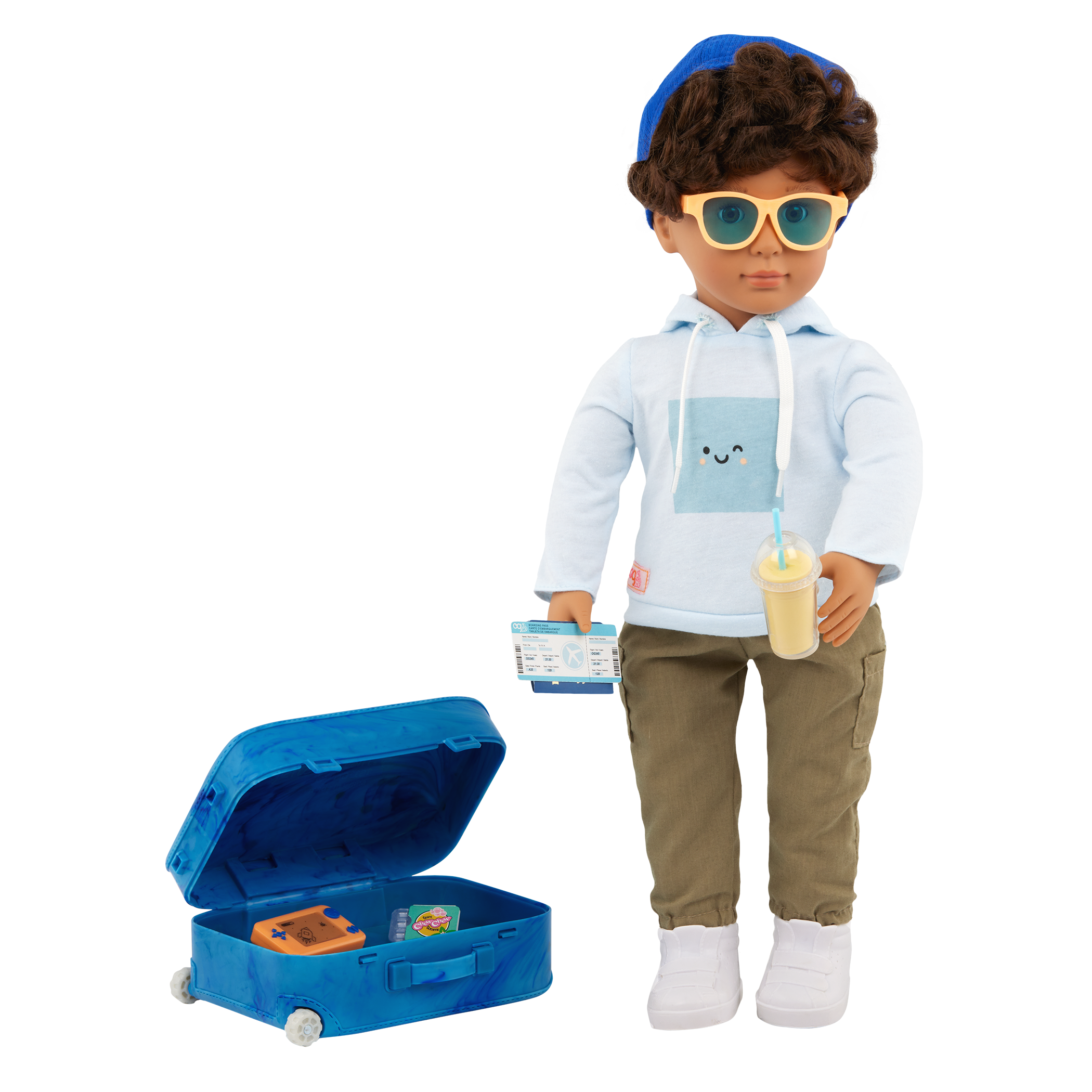 Our Generation 18-inch Doll Milo and travelling accessories