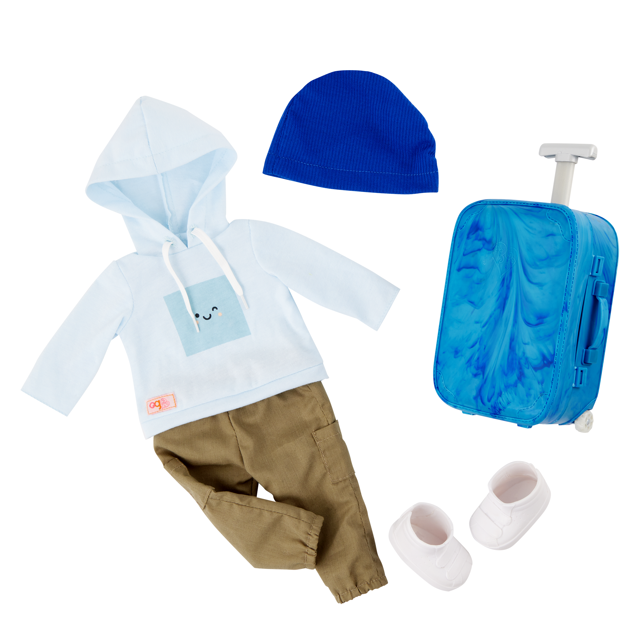 Our Generation 18-inch Doll Milo and travelling accessories