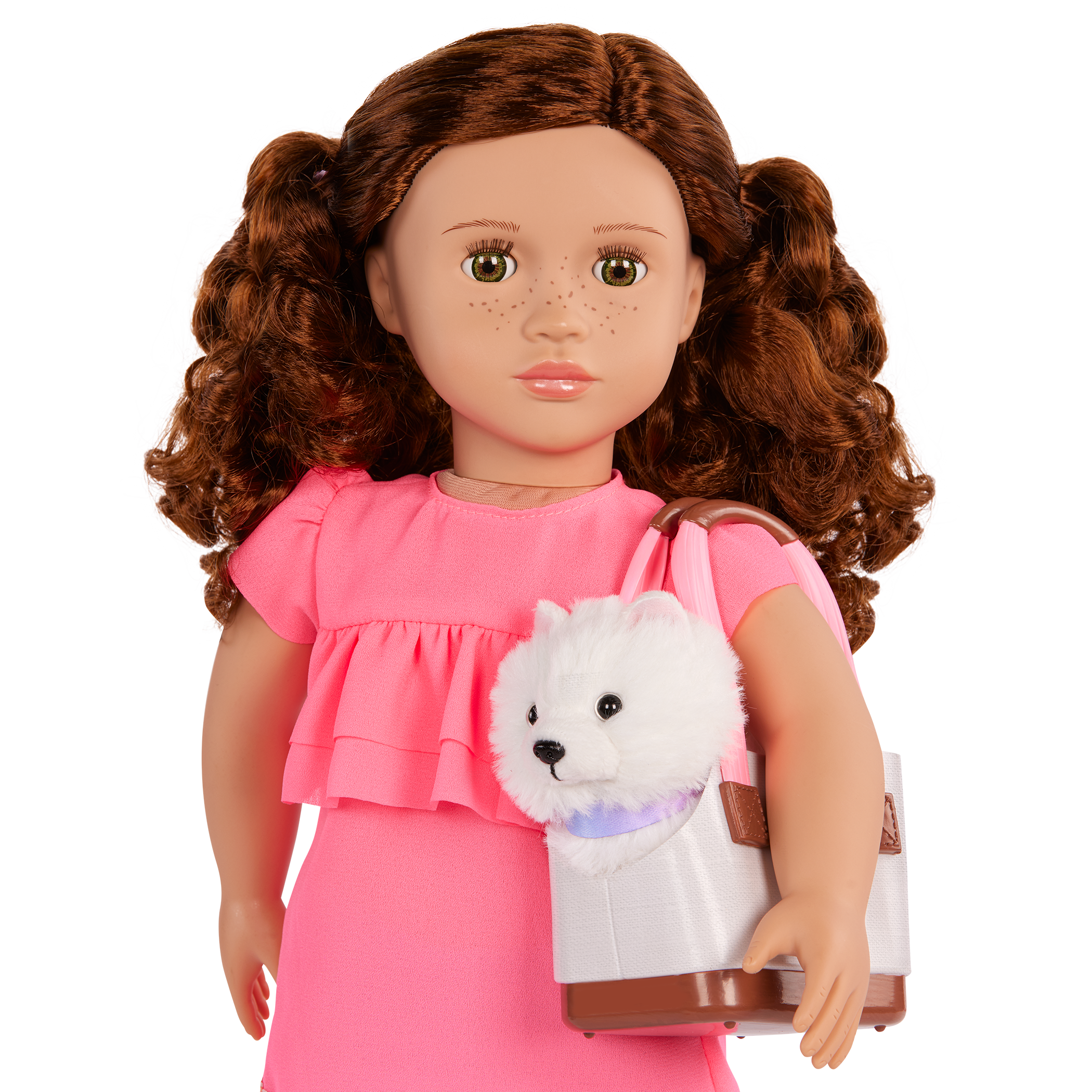 Our Generation 18-inch Doll Becca and her pet dog Pearl with pet accessories