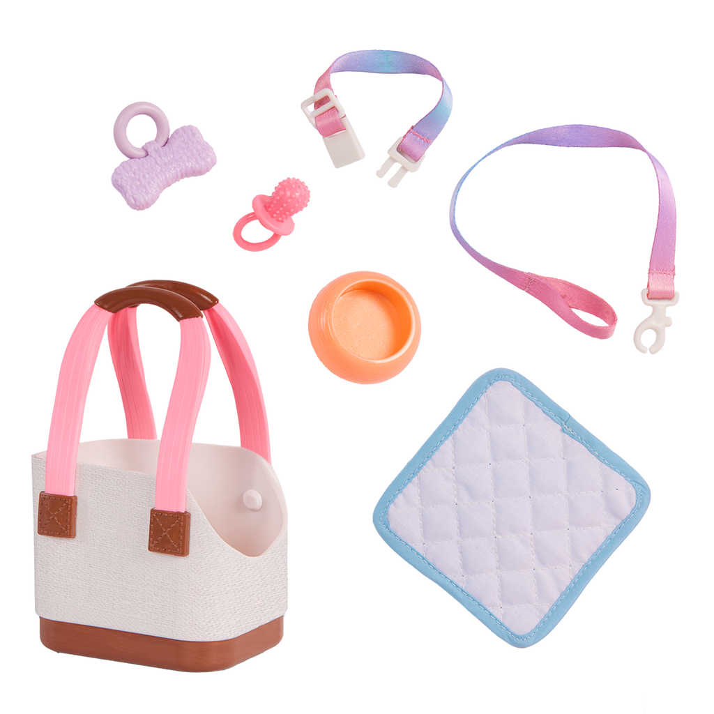 Our Generation 18-inch Doll Becca and her pet dog Pearl with pet accessories