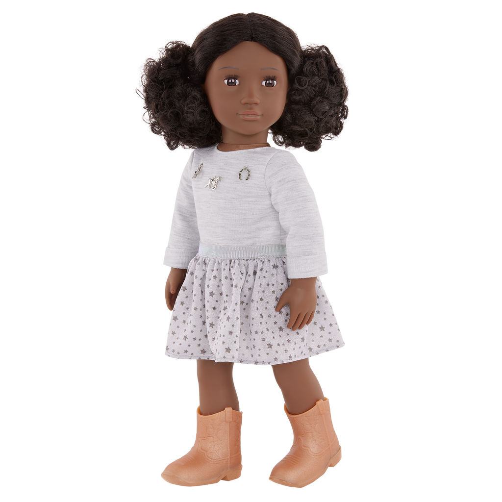 Our Generation 18" Doll Victoria in Cowgirl Outfit including sweater, skirt, boots and hat