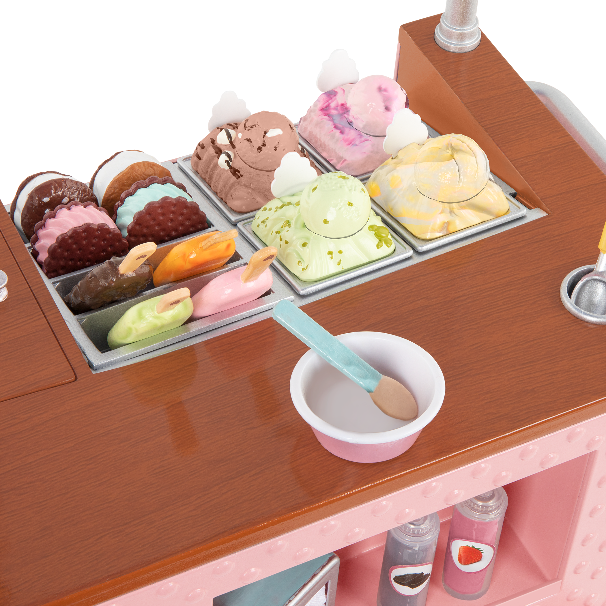 18-inch doll with ice cream cart playset
