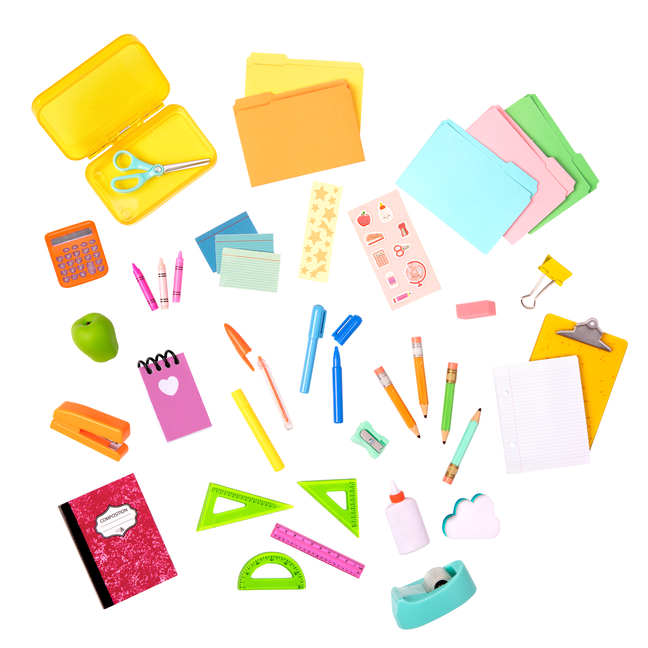 18-inch doll with student desk playset