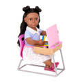 18-inch doll with student desk playset