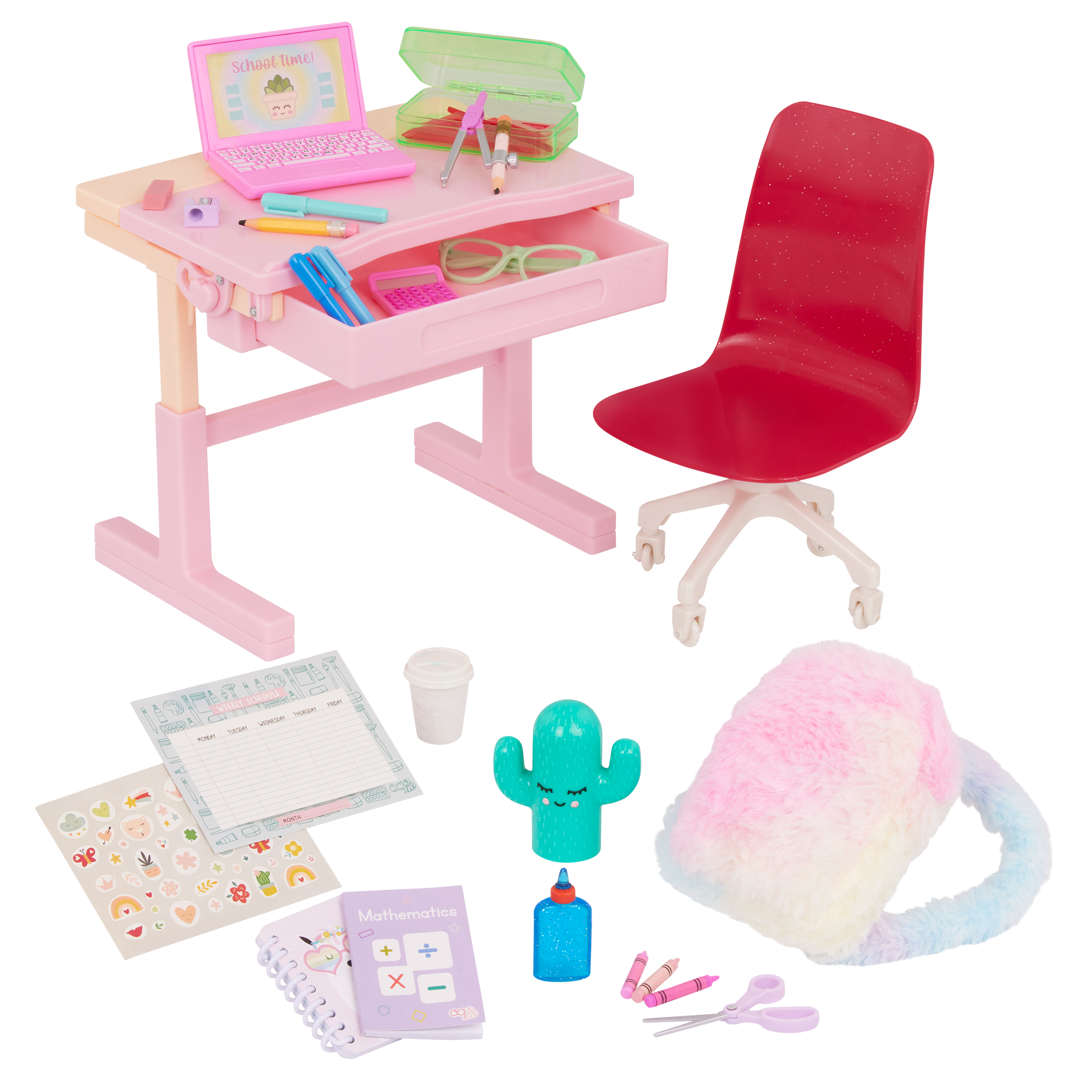 Our Generation Doll Pink Desk & Accessories Set