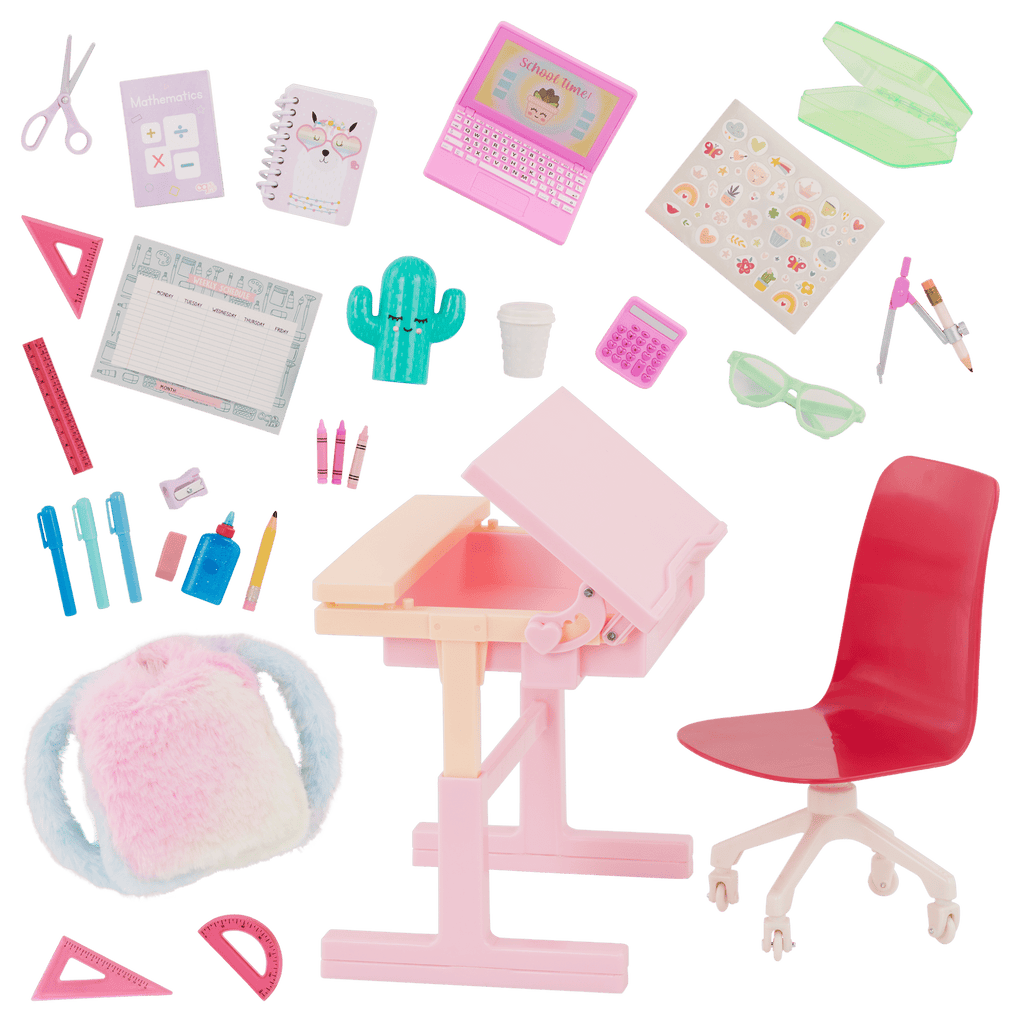 Our Generation Doll Pink Desk & Accessories Set