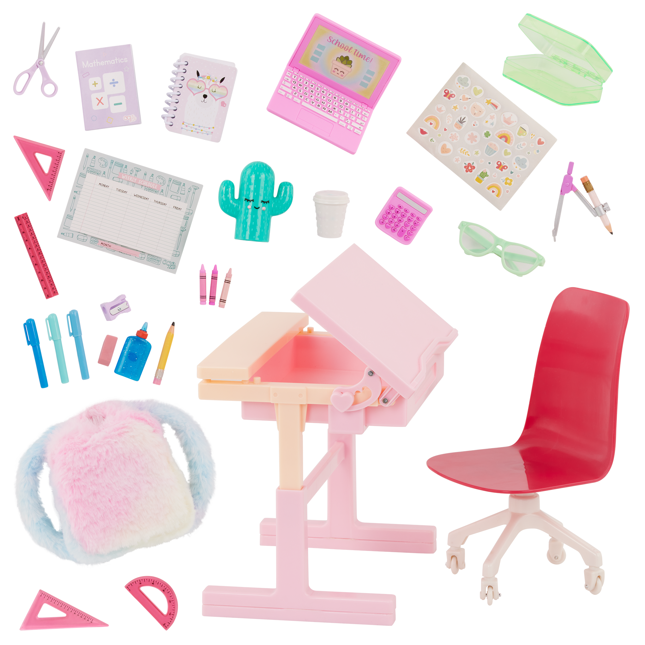 Our Generation Doll Pink Desk & Accessories Set