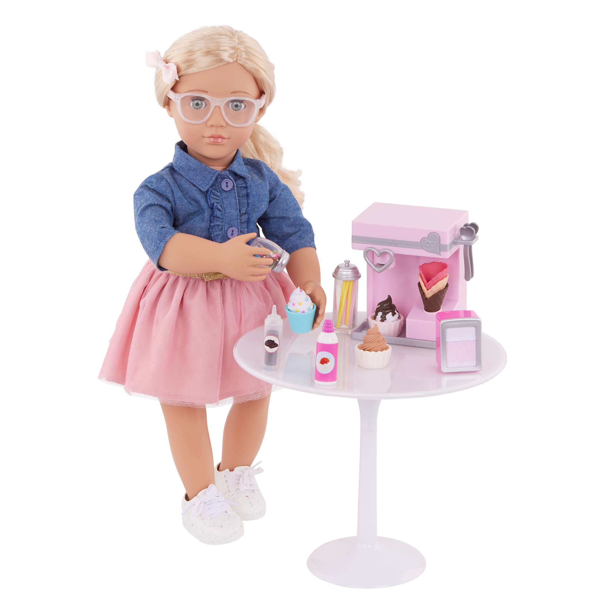 Our Generation Sundae Fun Day Ice Cream Machine Set for 18-inch Dolls