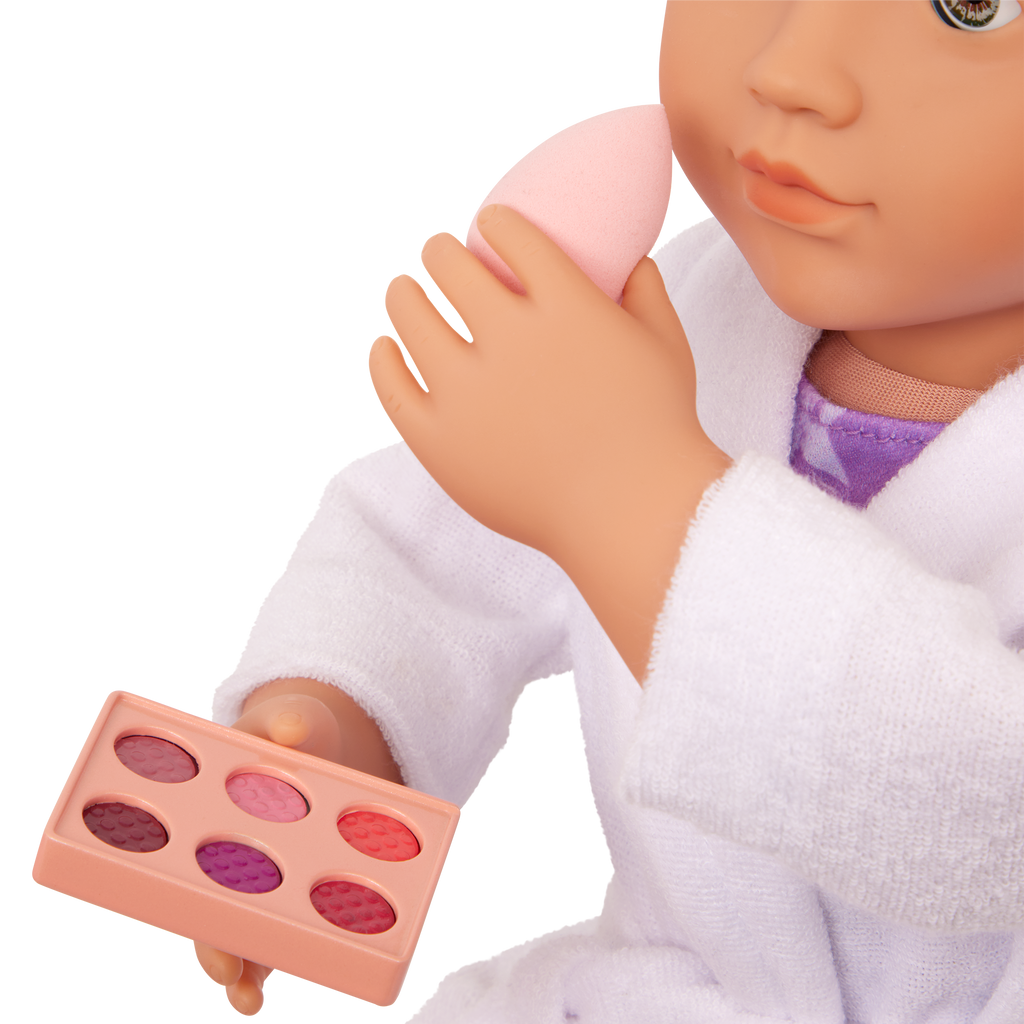 Our Generation Fabulous Fun Vanity Set for 18-inch Dolls including vanity table and chair, makeup and skin care